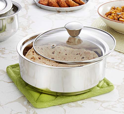 Solimo Stainless Steel Insulated Solid Roti Server, 1.2 L, Silver - Image 5