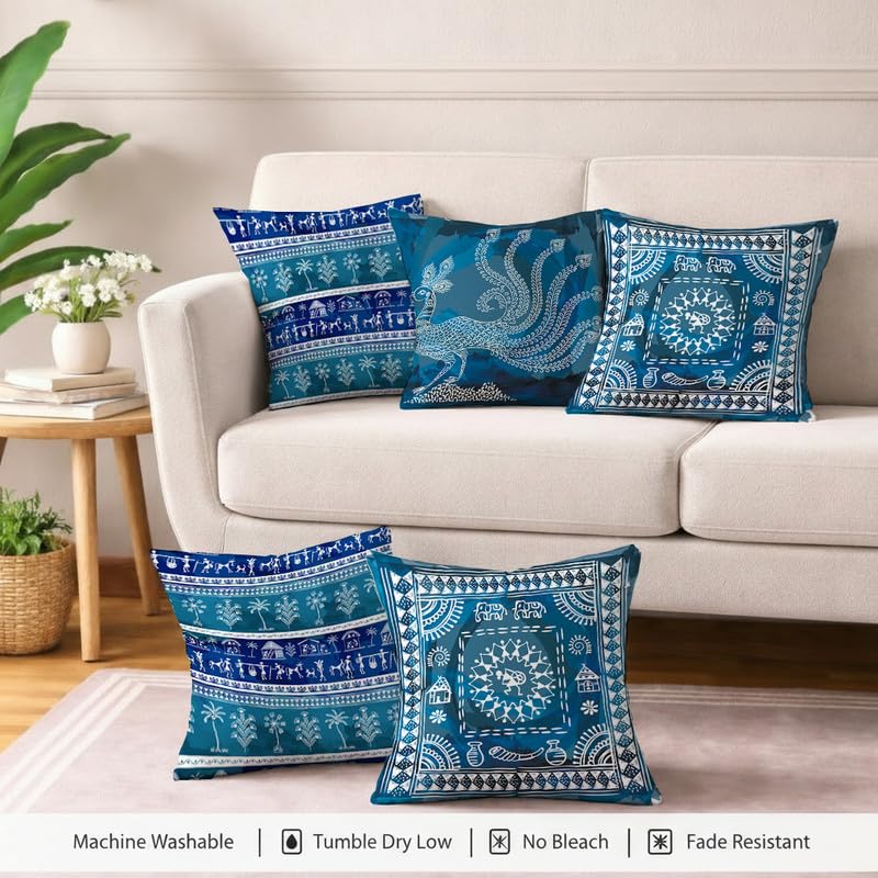 STITCHNEST Indigo Tribal Warli Art