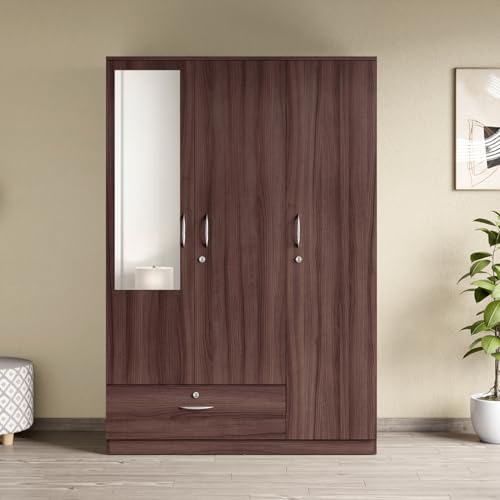 Interio by Godrej Wardrobe, EWA 3-Door Engineered Wood Wardrobe with Mirror