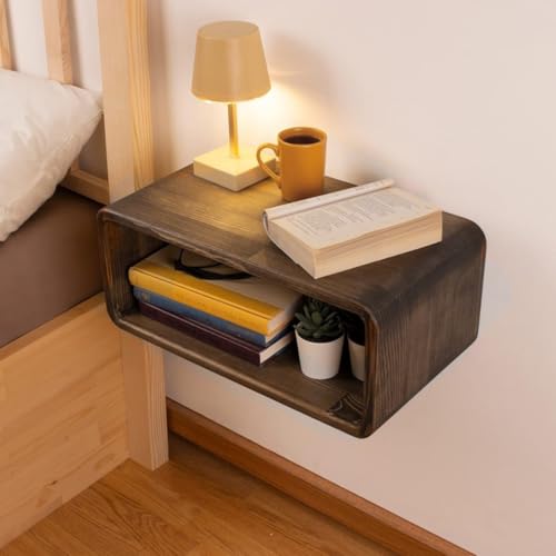 UHUD CRAFTS Floating Wooden Bedside