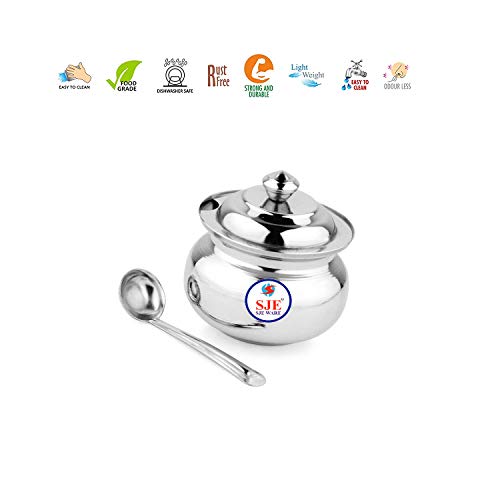 Sjeware Stainless Steel Ghee Pot Ghee/Oil Container- Silver - Image 2