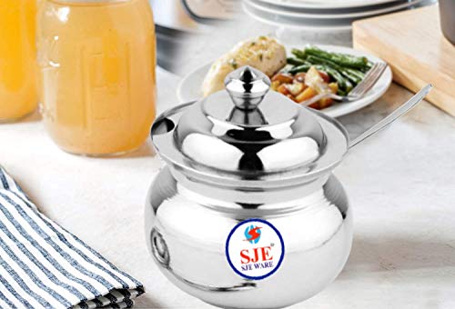 Sjeware Stainless Steel Ghee Pot Ghee/Oil Container- Silver - Image 3