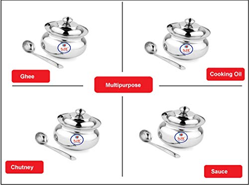 Sjeware Stainless Steel Ghee Pot Ghee/Oil Container- Silver - Image 5
