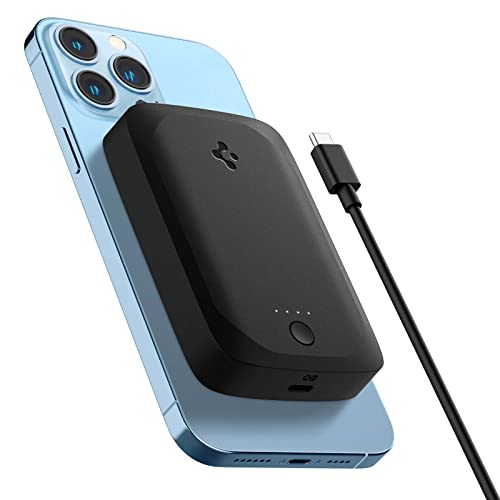 Spigen ArcHybrid MagFit 5000mAh Magsafe Power Bank - 7.5W Fast Charging Power Bank, Compatible with iPhone 17/16/15/14/13/12 Series (Type-C Cable Included) - Black