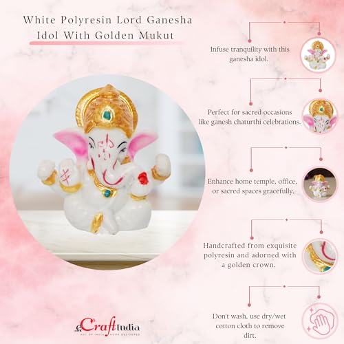 eCraftIndia White Resin Lord Ganesha