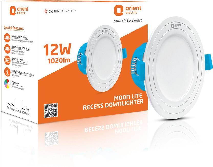 Orient Electric Moonlite Recess 12W Downlighter - Warm White Down...more