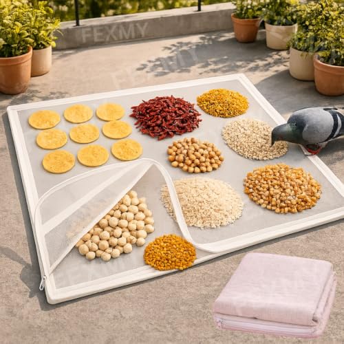 Unbleached Drying Cloth with Net Cover (1Pcs) | Cotton Base Fabric for Vadagam, Vathal, Appalam, Millets, Papad, Rice & Spices | Dust, Bird Protection | Washable | 75x100 cm