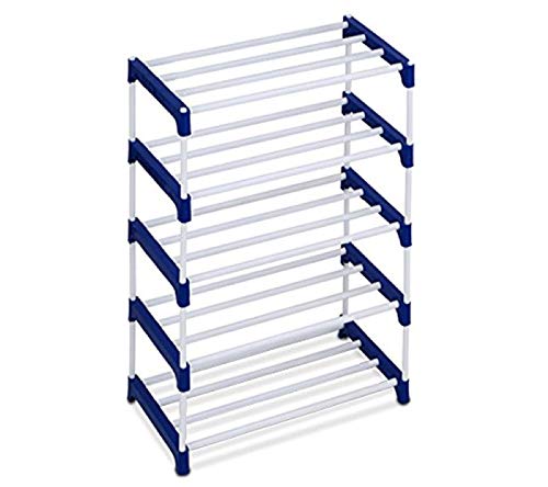 Ebee 10 Pair Plastic Shoe Stand (Blue, 5 Shelves)