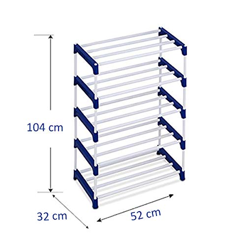 Ebee 10 Pair Plastic Shoe Stand (Blue, 5 Shelves) - Image 3