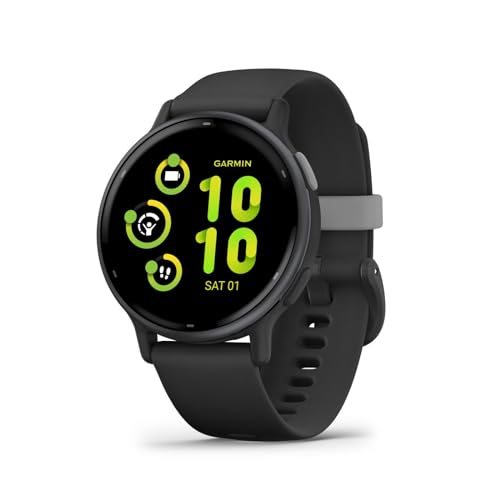 Garmin Vivoactive 5, Slate Aluminum Bezel with Black Case and Silicone Band