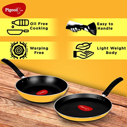 Pigeon Twin Pack Non-Stick Tawa & Fry Pan Cookware Combo - Yellow - Image 2