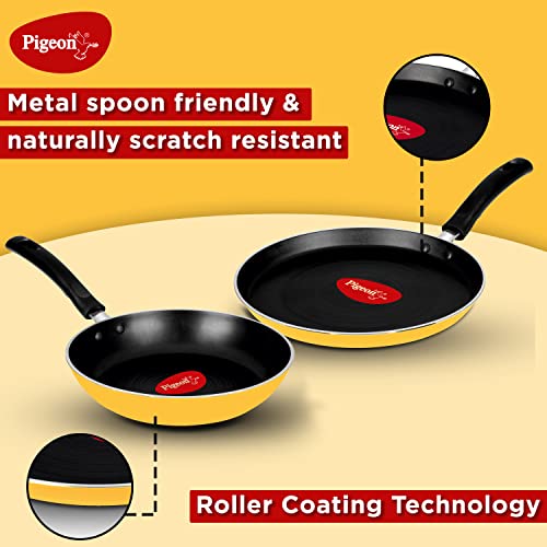 Pigeon Twin Pack Non-Stick Tawa & Fry Pan Cookware Combo - Yellow - Image 5
