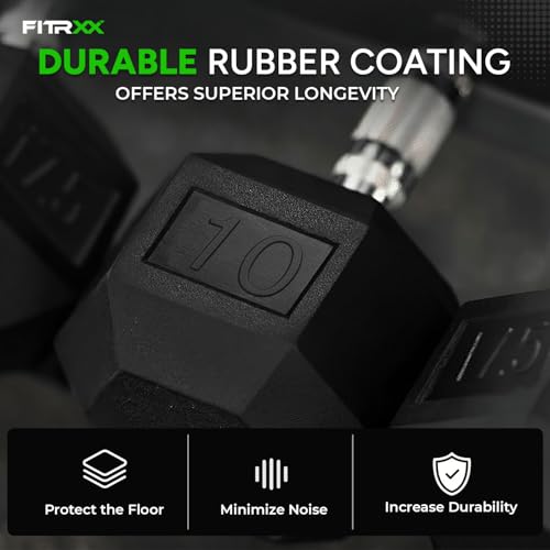 FITRXX Rubber Coated Hexa Dumbbell