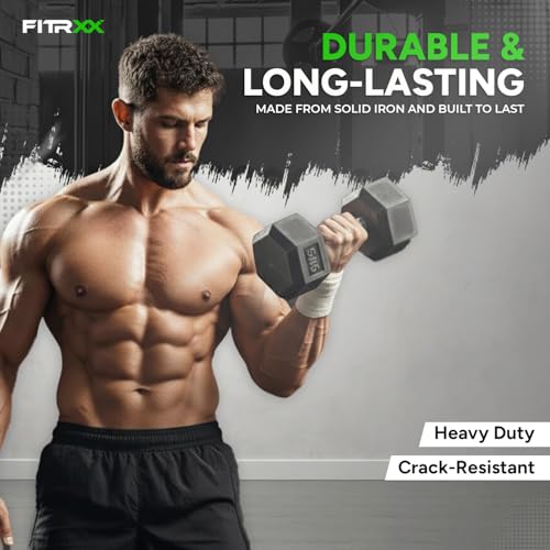 FITRXX Rubber Coated Hexa Dumbbell