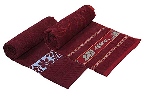 Heart Home 100% Cotton 2 Pieces Bath Towel 27" x54� (Maroon) - CTHH1237