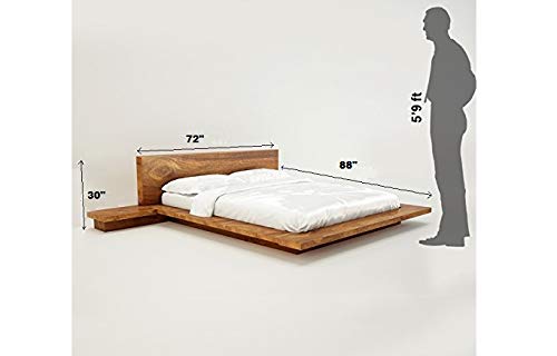 Ganpati Arts Queen Sheesham Bed Without Storage - ( Natural) - Image 4