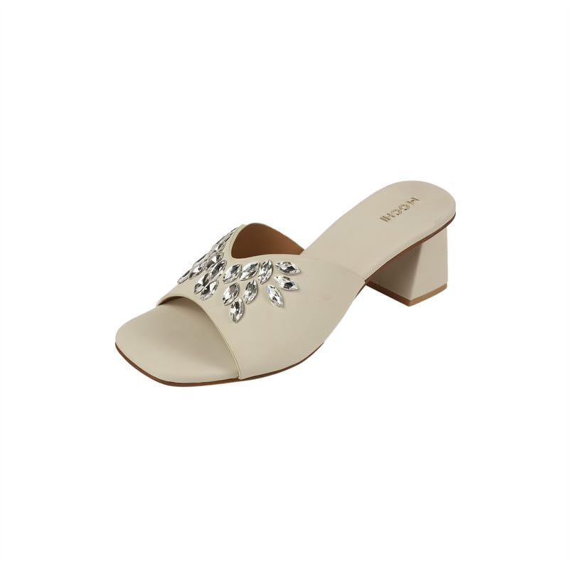 Mochi Women Synthetic Embellished Slip-On Block Heel Sandals