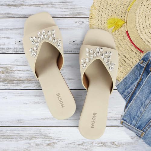 Mochi Women Synthetic Embellished Slip-On Block Heel Sandals - Image 2