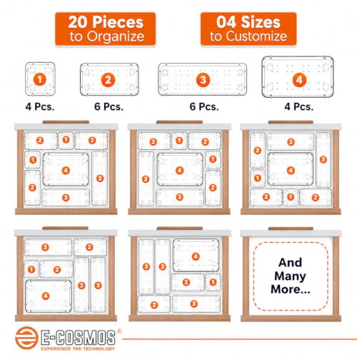 E-COSMOS® 20-Pack Transparent Drawer Organizers