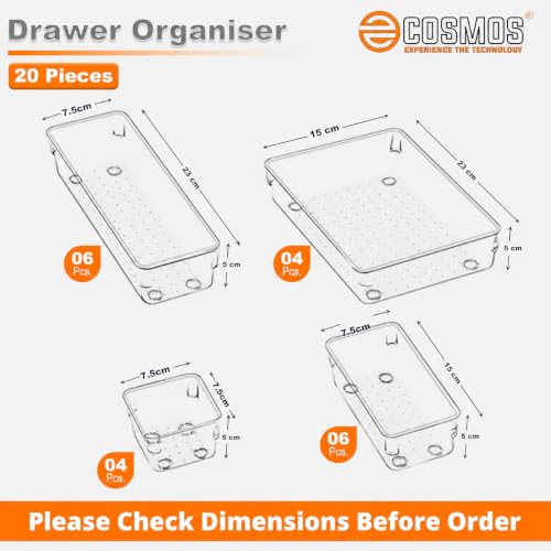 E-COSMOS® 20-Pack Transparent Drawer Organizers