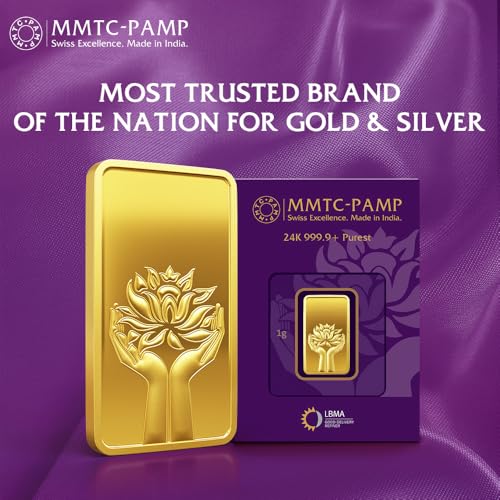 MMTC PAMP 24K (999.9+) Purest 1g Gold Bar, Lotus 1g Coin - Image 2