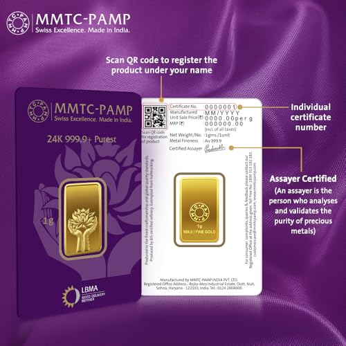 MMTC PAMP 24K (999.9+) Purest 1g Gold Bar, Lotus 1g Coin - Image 4