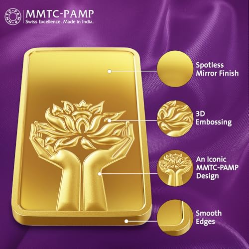MMTC PAMP 24K (999.9+) Purest 1g Gold Bar, Lotus 1g Coin - Image 5