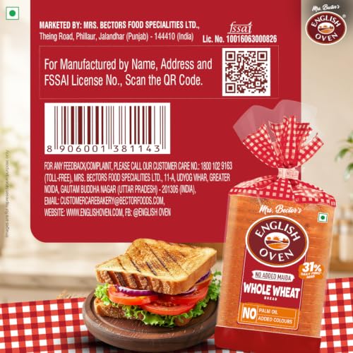 English Oven Zero Maida Whole Wheat Bread , 400g - Image 6