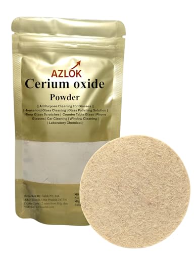 Azlok Cerium Oxide 250 Gram, With Glass Polishing (Namada) Felt Disc 4" Dia, Glass Polishing Powderthickness 16 Mm Ceramic Tiles Windows Mirror Cleaning Powder