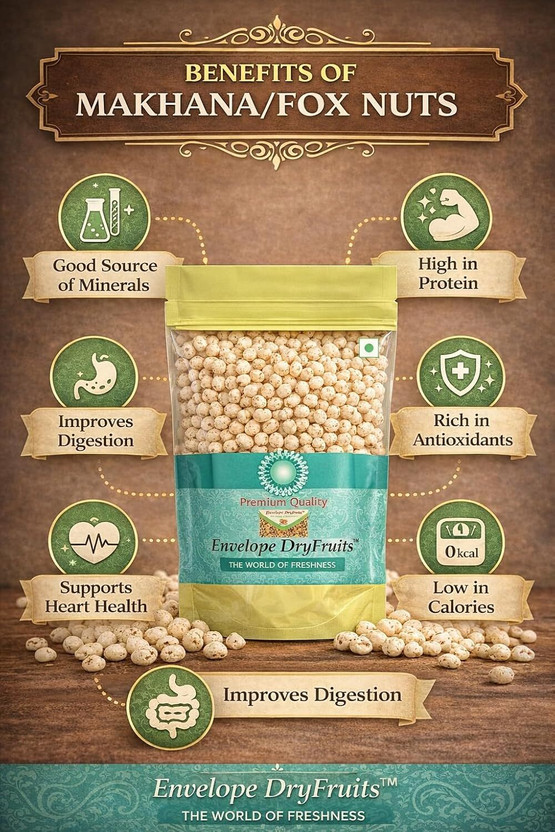 Envelope Dryfruits Plain Makhana (4 x 250 g) - Image 3