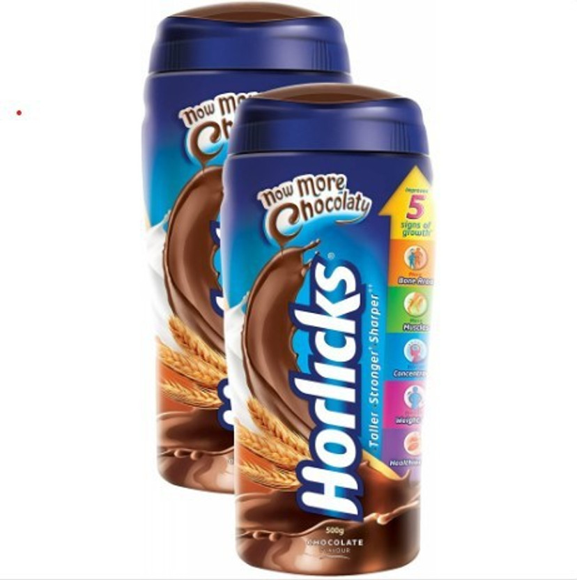 HORLICKS Chocolate Delight Jar Pack of 2 500gm (2 x 0.5 kg)