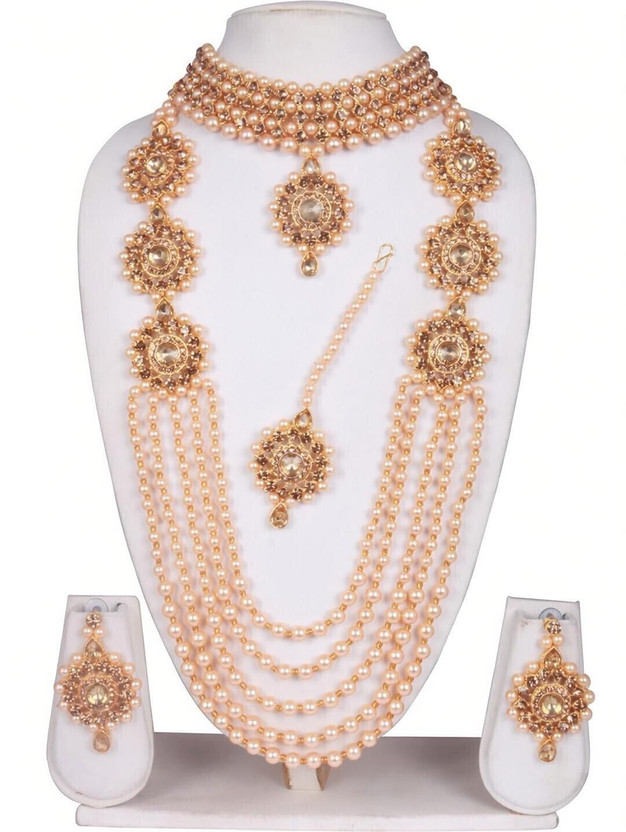 JaiShree Jewels Wood Gold-plated Gold Jewel Set (Pack of 1)