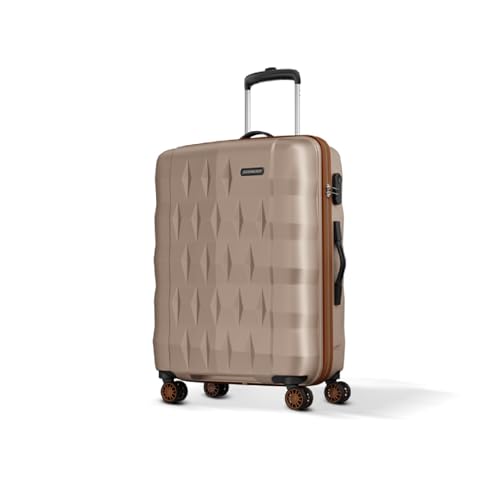 Aristocrat Comet Medium Polycarbonate Case 8-Wheel Trolley Bag, Champagne | Durable Case, Spacious Interiors, Combination Lock, Sturdy Zipper, Lightweight Travel Luggage, 3-Year Global Warranty