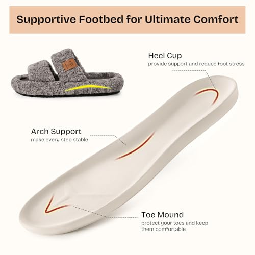 EverFoams Womens Fuzzy Open-toe Slippers