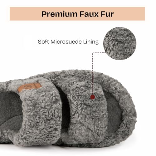 EverFoams Womens Fuzzy Open-toe Slippers