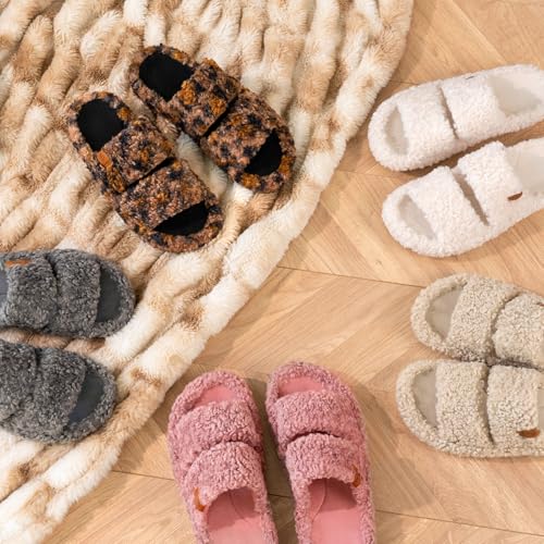 EverFoams Womens Fuzzy Open-toe Slippers