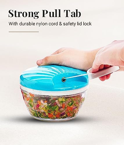 Compact Manual Handy Chopper - 450 ml, Blue Color - Image 7