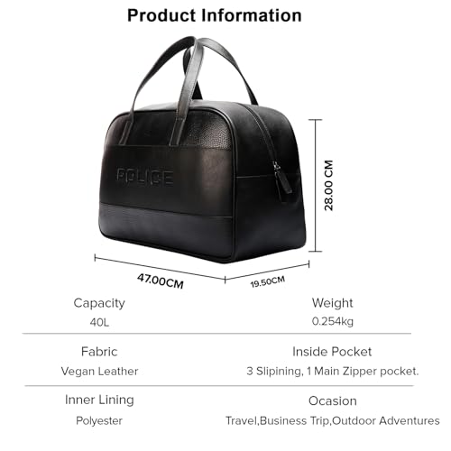 Police Black Soft Duffle Bag