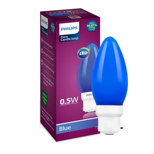 Philips LED Deco Blue 0.5W Glass Candle (Pack of 4), b22d - Image 3