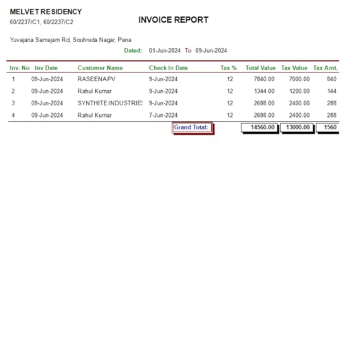 Hargun Shop Hotel Billing Invoice