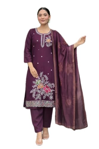 LookMark Women’s Silk Blend Kurta Set with Dupatta, Traditional Ethnic Wear