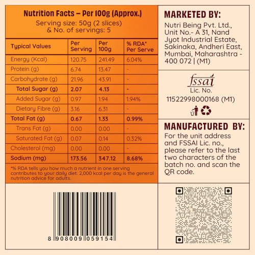 The Health Factory Zero Maida Bread - 100% Whole Wheat 250 gm - Image 2