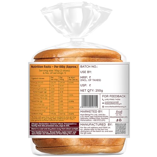 The Health Factory Zero Maida Bread - 100% Whole Wheat 250 gm - Image 5
