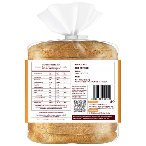 The Health Factory Zero Maida Bread - 100% Whole Wheat 250 gm - Image 7