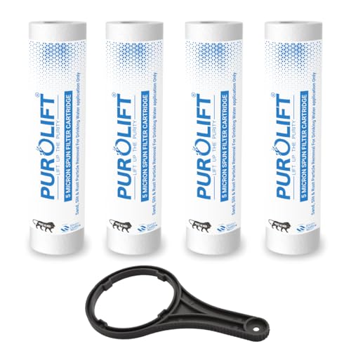 4pcs Heavy Duty PP Spun Filter/Cartridge with Spanner for All Types of RO Water Purifier(10 Inch, 5 Micron) | RO Water Purifier Cartridge,RO Spun Filter Sponge Replacement Filter Candle