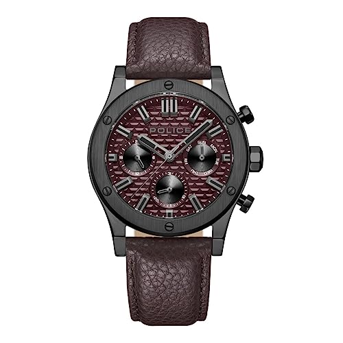 Police Quartz Multifunction Maroon Dial