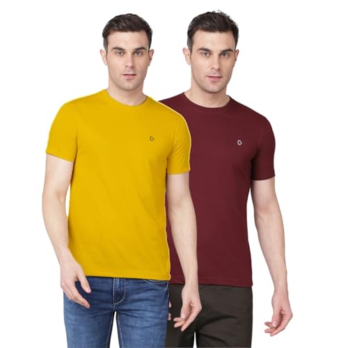 Dollar Super Combed Cotton Mens Assorted Pack of 2 Solid T-Shirt