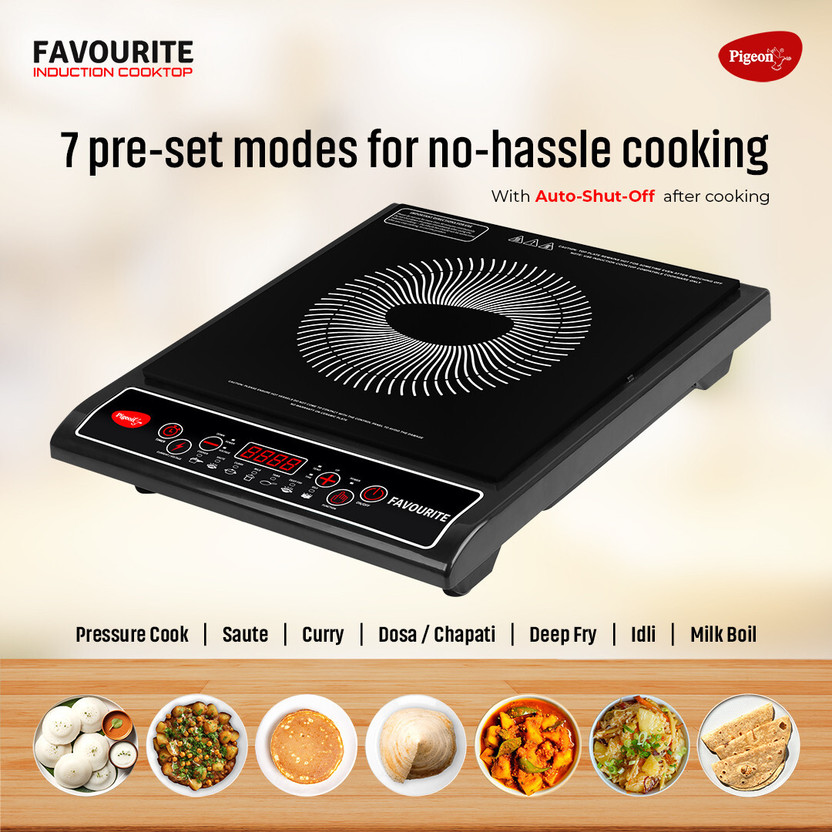 Pigeon 1800 W Induction Cooktop Push Button (Black, Favourite) - Image 2