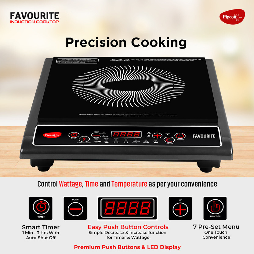 Pigeon 1800 W Induction Cooktop Push Button (Black, Favourite) - Image 5