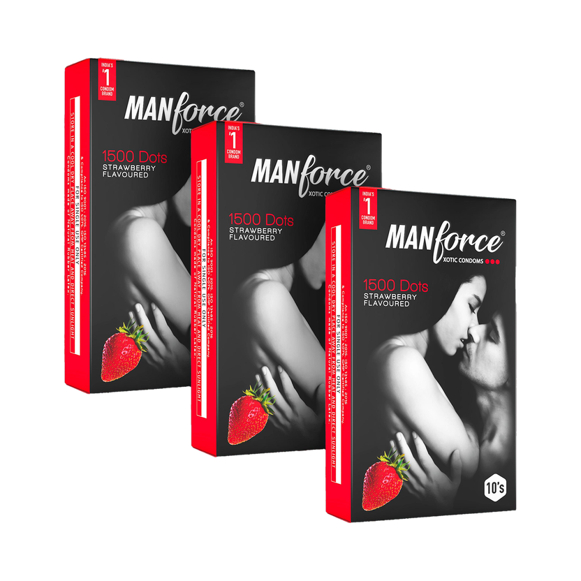 MANFORCE Strawberry Flavour Condom (Set of 3, 30 Sheets)